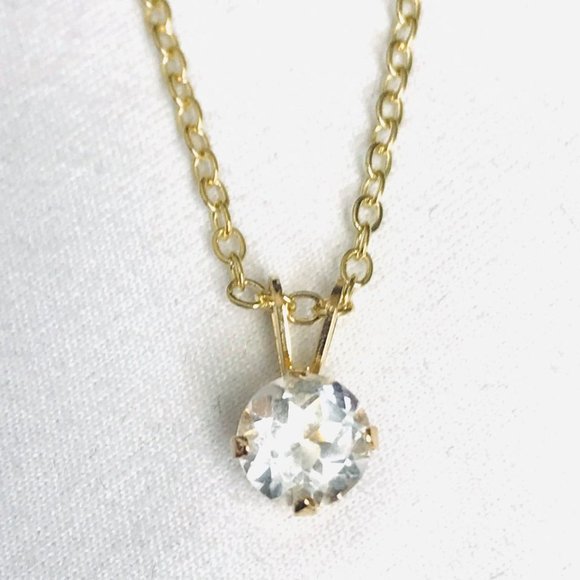 1CT 5A Diamonique Solitaire 14k Yellow Gold Plated Necklace - Picture 5 of 5